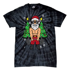 Christmas Santa Deadlift Xmas Weightlift Gym Tie-Dye T-Shirt