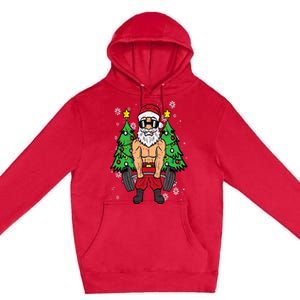 Christmas Santa Deadlift Xmas Weightlift Gym Premium Pullover Hoodie