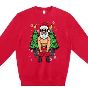 Christmas Santa Deadlift Xmas Weightlift Gym Premium Crewneck Sweatshirt