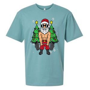 Christmas Santa Deadlift Xmas Weightlift Gym Sueded Cloud Jersey T-Shirt