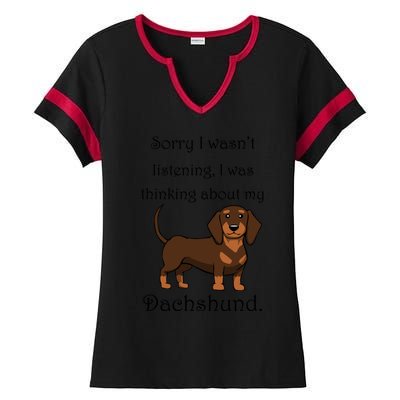 Cute Saying Dachshund Wiener Dog Gift Ladies Halftime Notch Neck Tee