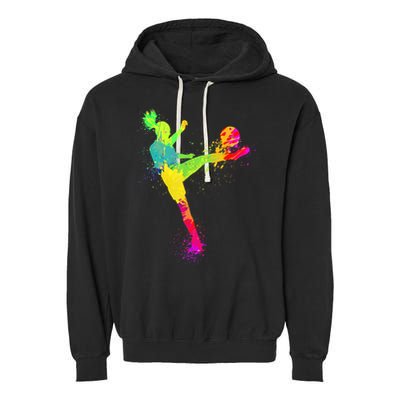 Cool Soccer Design For Wo Girls Soccer Player Sport Lover Garment-Dyed Fleece Hoodie