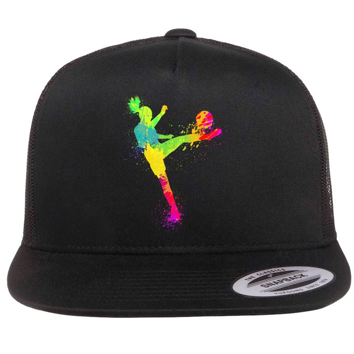 Cool Soccer Design For Wo Girls Soccer Player Sport Lover Flat Bill Trucker Hat