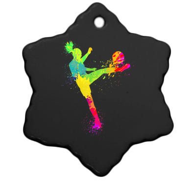 Cool Soccer Design For Wo Girls Soccer Player Sport Lover Ceramic Star Ornament