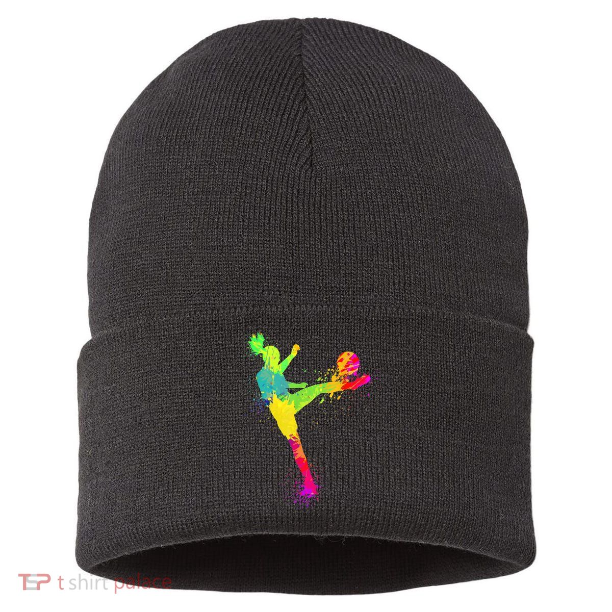 Cool Soccer Design For Wo Girls Soccer Player Sport Lover Sustainable Knit Beanie