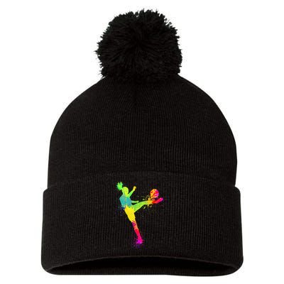 Cool Soccer Design For Wo Girls Soccer Player Sport Lover Pom Pom 12in Knit Beanie