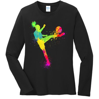 Cool Soccer Design For Wo Girls Soccer Player Sport Lover Ladies Long Sleeve Shirt