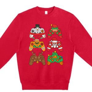 Christmas Santa deer gaming controllers Premium Crewneck Sweatshirt