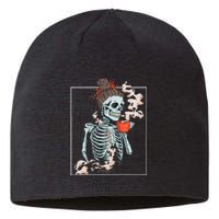 Coffee Skeleton Dead Vintage Distressed Drinking Skull Sustainable Beanie