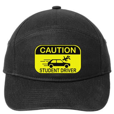 Caution Student Driver Funny 7-Panel Snapback Hat