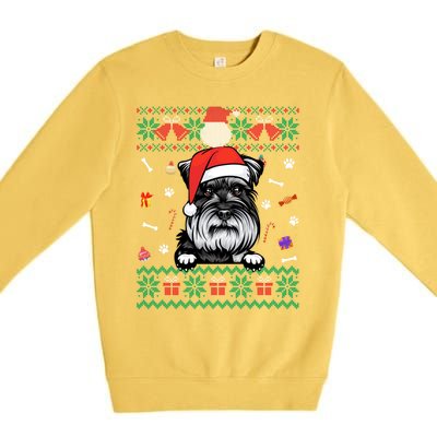 Cute Schnauzer Dog Ugly Christmas Santa Hat Xmas Meaningful Gift Premium Crewneck Sweatshirt