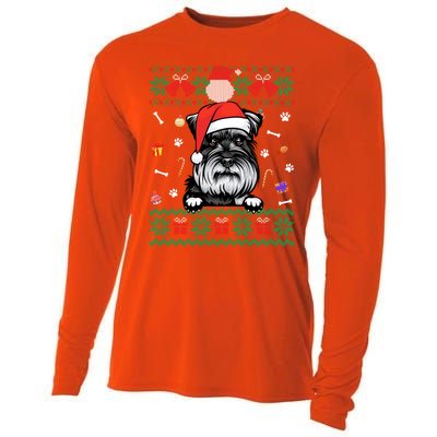 Cute Schnauzer Dog Ugly Christmas Santa Hat Xmas Meaningful Gift Cooling Performance Long Sleeve Crew