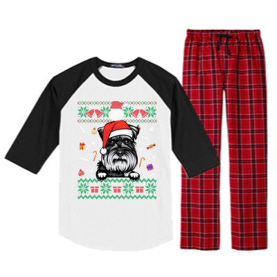 Cute Schnauzer Dog Ugly Christmas Santa Hat Xmas Meaningful Gift Raglan Sleeve Pajama Set