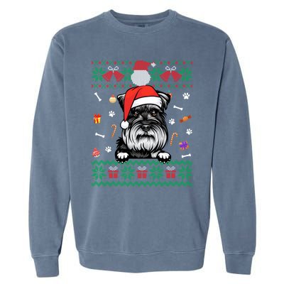 Cute Schnauzer Dog Ugly Christmas Santa Hat Xmas Meaningful Gift Garment-Dyed Sweatshirt