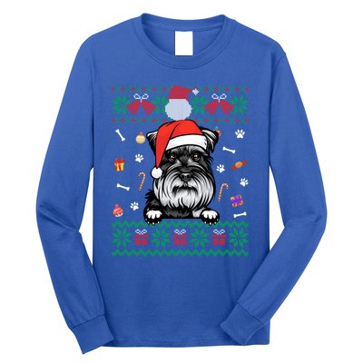 Cute Schnauzer Dog Ugly Christmas Santa Hat Xmas Meaningful Gift Long Sleeve Shirt