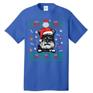 Cute Schnauzer Dog Ugly Christmas Santa Hat Xmas Meaningful Gift Tall T-Shirt