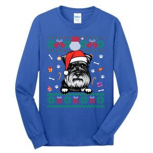 Cute Schnauzer Dog Ugly Christmas Santa Hat Xmas Meaningful Gift Tall Long Sleeve T-Shirt