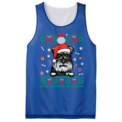 Cute Schnauzer Dog Ugly Christmas Santa Hat Xmas Meaningful Gift Mesh Reversible Basketball Jersey Tank