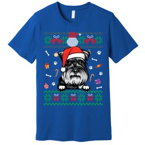 Cute Schnauzer Dog Ugly Christmas Santa Hat Xmas Meaningful Gift Premium T-Shirt