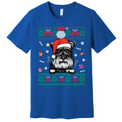 Cute Schnauzer Dog Ugly Christmas Santa Hat Xmas Meaningful Gift Premium T-Shirt