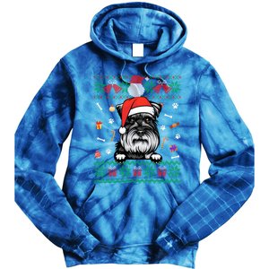 Cute Schnauzer Dog Ugly Christmas Santa Hat Xmas Meaningful Gift Tie Dye Hoodie