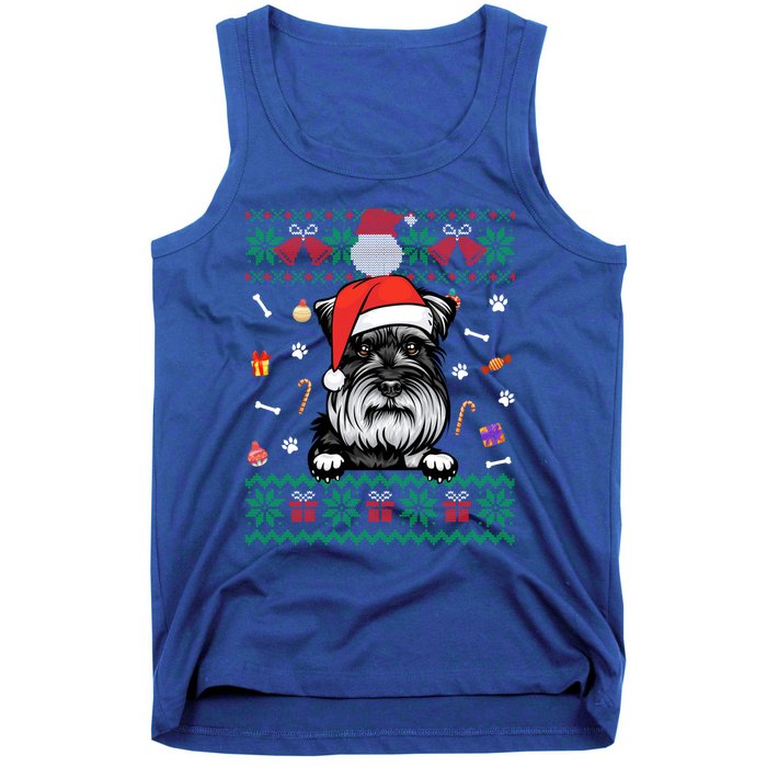 Cute Schnauzer Dog Ugly Christmas Santa Hat Xmas Meaningful Gift Tank Top