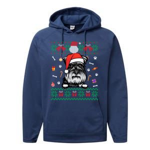 Cute Schnauzer Dog Ugly Christmas Santa Hat Xmas Meaningful Gift Performance Fleece Hoodie