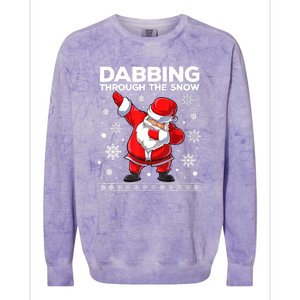 Christmas Santa Dabbing Through The Snow Xmas Boys Dab Colorblast Crewneck Sweatshirt