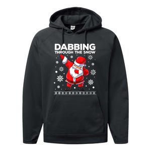 Christmas Santa Dabbing Through The Snow Xmas Boys Dab Performance Fleece Hoodie