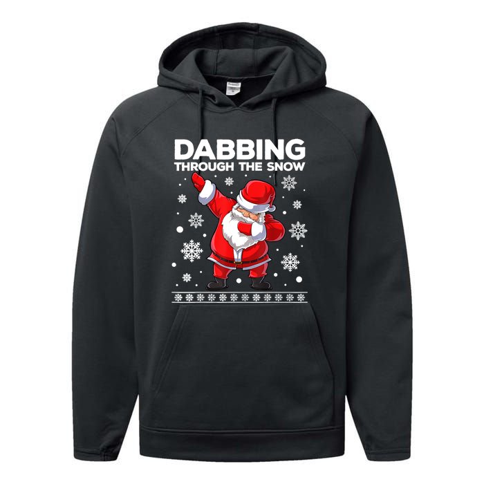 Christmas Santa Dabbing Through The Snow Xmas Boys Dab Performance Fleece Hoodie