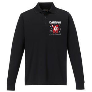 Christmas Santa Dabbing Through The Snow Xmas Boys Dab Performance Long Sleeve Polo