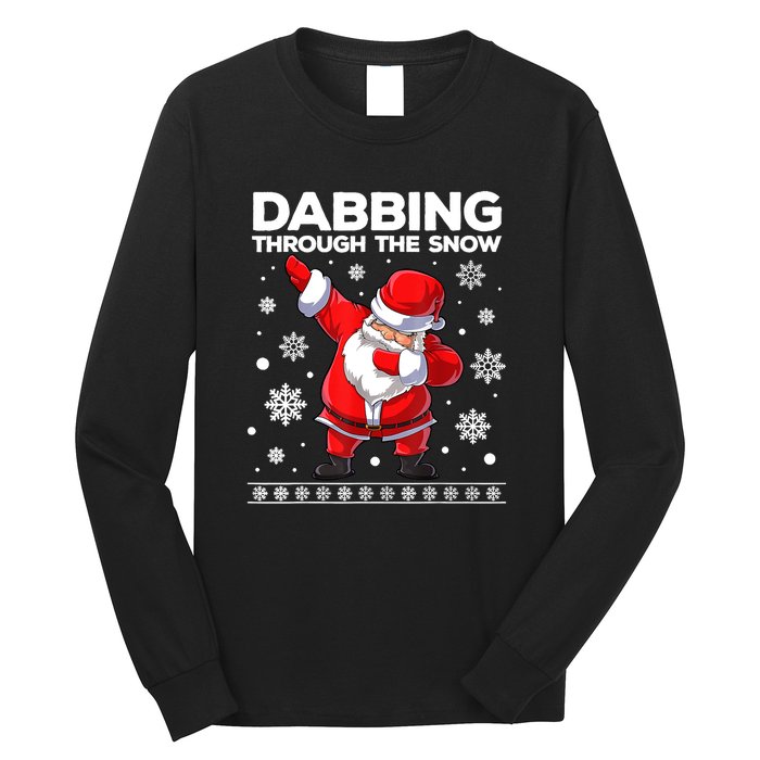 Christmas Santa Dabbing Through The Snow Xmas Boys Dab Long Sleeve Shirt