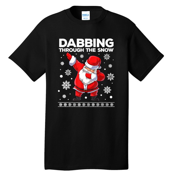 Christmas Santa Dabbing Through The Snow Xmas Boys Dab Tall T-Shirt