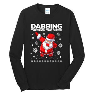 Christmas Santa Dabbing Through The Snow Xmas Boys Dab Tall Long Sleeve T-Shirt