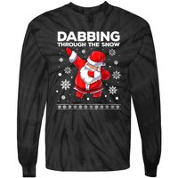 Christmas Santa Dabbing Through The Snow Xmas Boys Dab Tie-Dye Long Sleeve Shirt