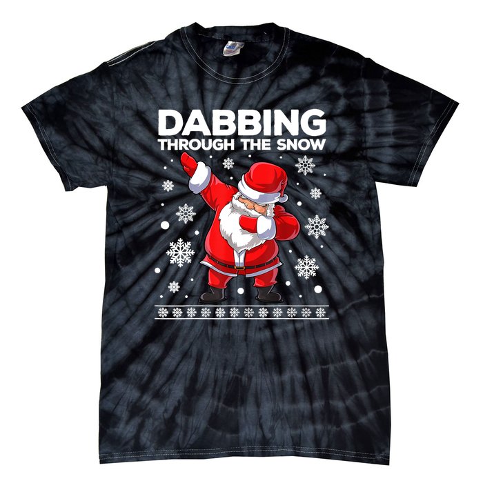 Christmas Santa Dabbing Through The Snow Xmas Boys Dab Tie-Dye T-Shirt