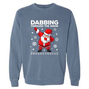 Christmas Santa Dabbing Through The Snow Xmas Boys Dab Garment-Dyed Sweatshirt