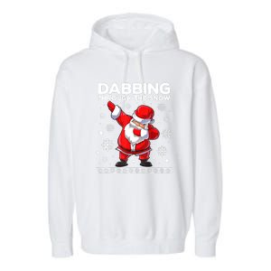 Christmas Santa Dabbing Through The Snow Xmas Boys Dab Garment-Dyed Fleece Hoodie