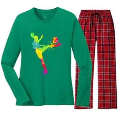 Cool Soccer Design For Women Soccer Player Women's Long Sleeve Flannel Pajama Set 