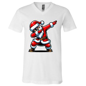 Christmas Santa Dabbing Santa Xmas Funny V-Neck T-Shirt