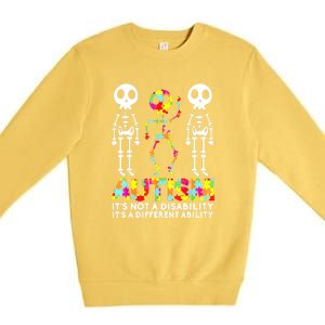 Cute Skull Dance Autism Awareness Funny Mom Dad Autism Gift Premium Crewneck Sweatshirt