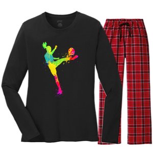 Cool Soccer Design For Soccer Player Sport Lover Women's Long Sleeve Flannel Pajama Set 