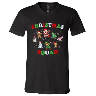 Christmas Squad Dabbing Santa Claus Elf Family Matching Pjs V-Neck T-Shirt