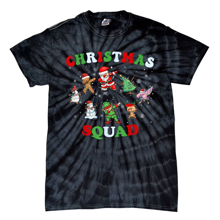 Christmas Squad Dabbing Santa Claus Elf Family Matching Pjs Tie-Dye T-Shirt