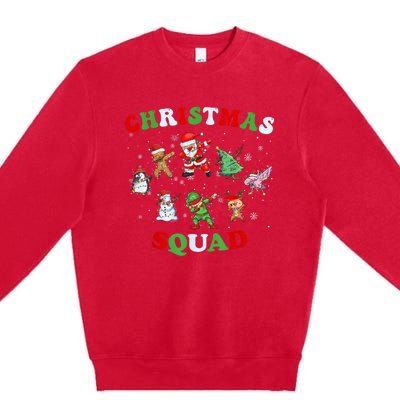 Christmas Squad Dabbing Santa Claus Elf Family Matching Pjs Premium Crewneck Sweatshirt