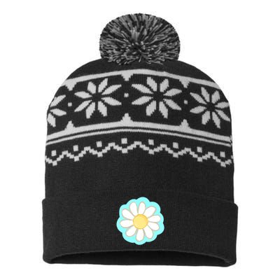 Cool Summer Daisy Aesthetic USA-Made Snowflake Beanie