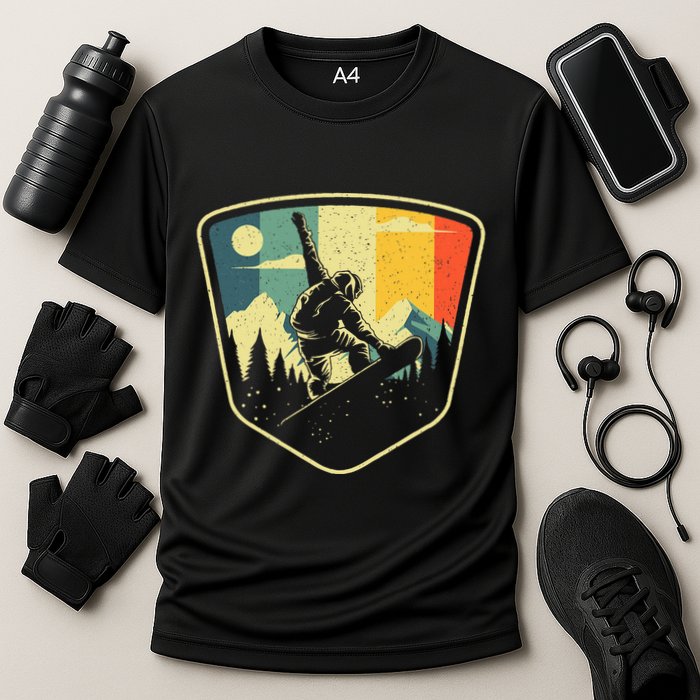 Cool Snowboarding Design Vintage Snowboarder Performance Shirt