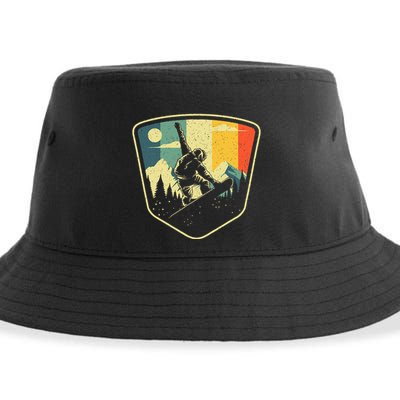 Cool Snowboarding Design Vintage Snowboarder Sustainable Bucket Hat