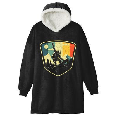 Cool Snowboarding Design Vintage Snowboarder Hooded Wearable Blanket