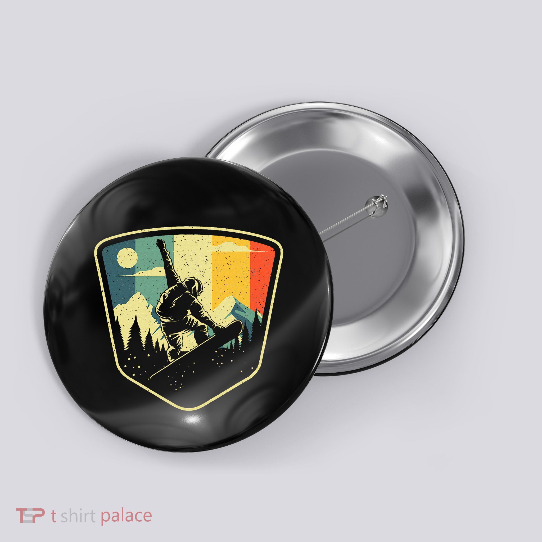 Cool Snowboarding Design Vintage Snowboarder Button